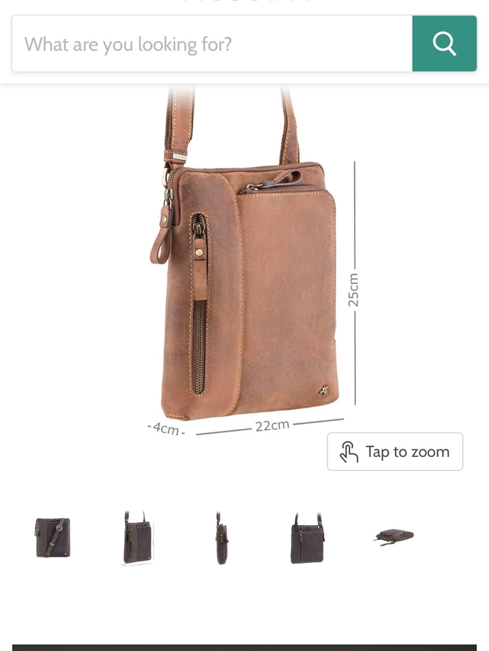 Men's Leather Vertical Messenger Bag in Brown